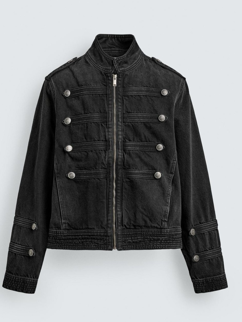 Zara DENIM JACKET WITH FIREMAN CLASPS